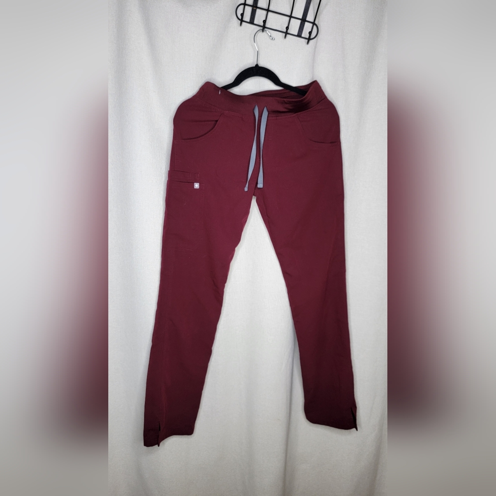 Figs Yola Straight Scrub Pants Burgandy
